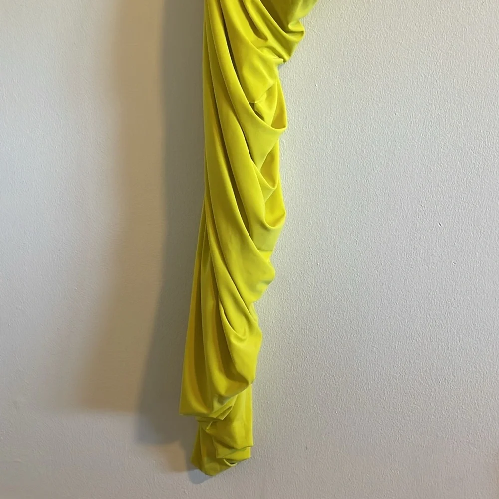 Norma Kamali‎ Diana To Knee One Shoulder Ruched Dress XL Buttermilk Yellow NWT - Picture 7 of 10